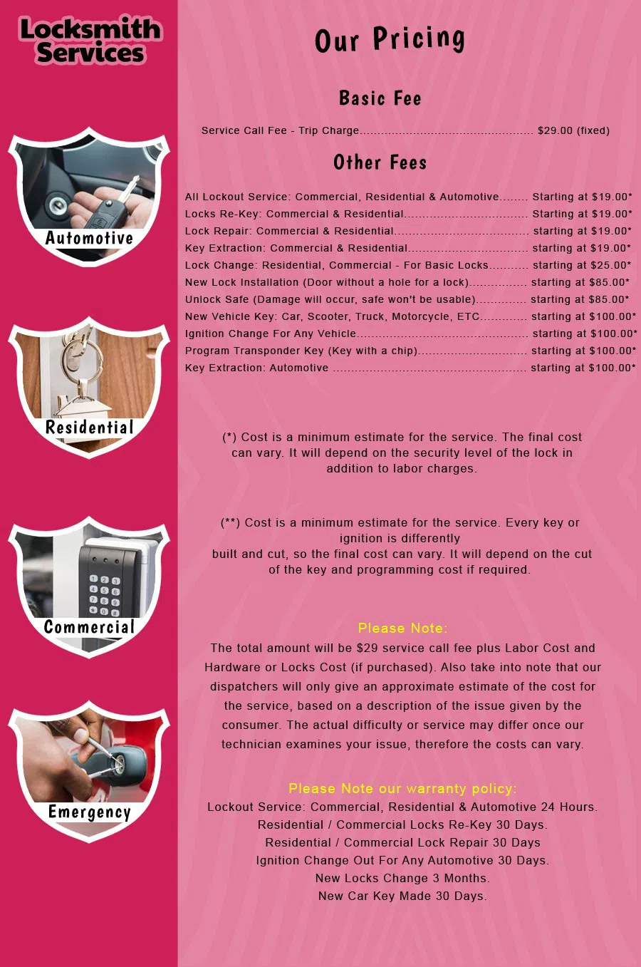 Camden NJ Locksmith Store Camden, NJ 856-381-0444 - price-list-c-18